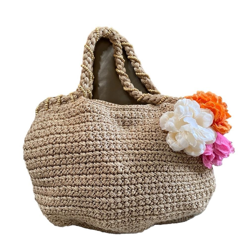 The Sak Bamboo Blend Knitted Floral Deco Handbag Purse